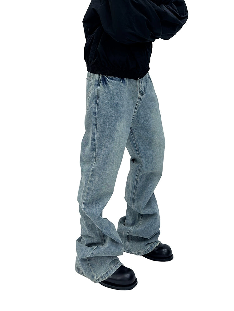 Frayed Washed Flare Denim Jeans WN16936