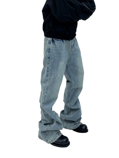 Frayed Washed Flare Denim Jeans WN16936