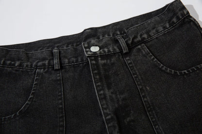 Washed Eyelet Cargo Denim Jeans WN25447