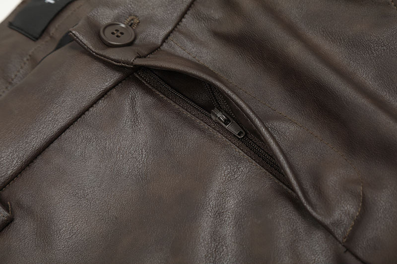 PU Leather Wide-Leg Pants WN15022