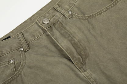 Washed Multi Pocket Curved Cargo Pants WN26016