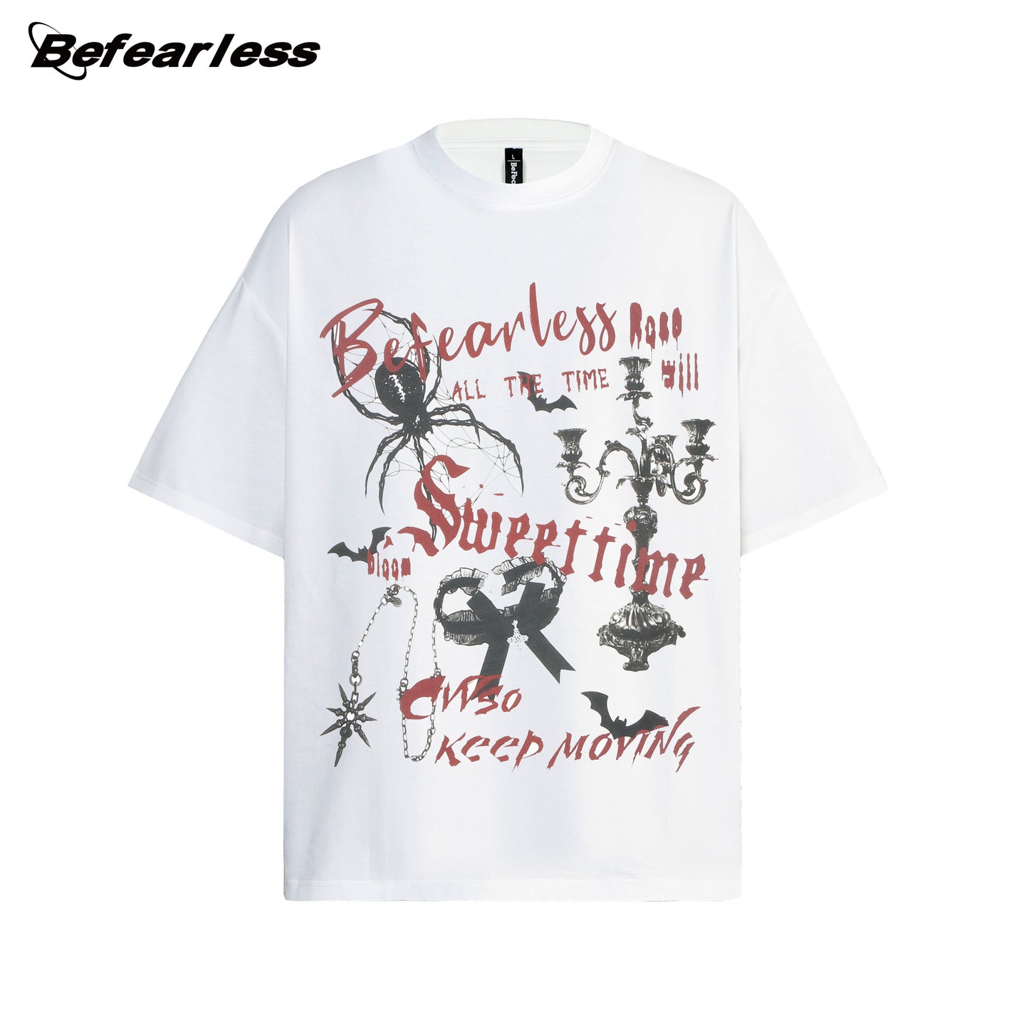 Gothic Spider Letter Print Short Sleeve T-Shirt WN26182