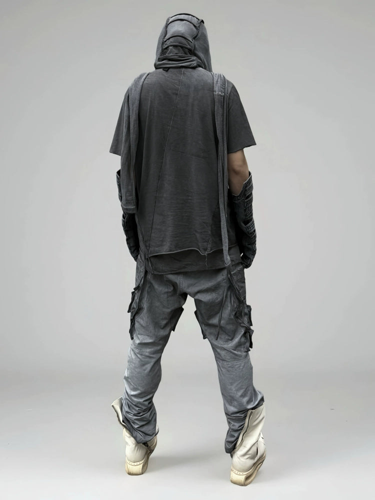 Washed Deconstructed Design Cargo Pants WN21985