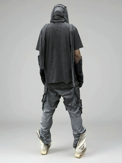 Washed Deconstructed Design Cargo Pants WN21985