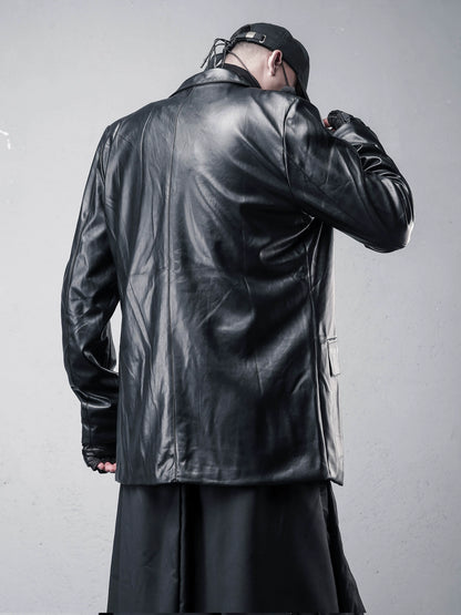 Black PU Leather Tailored Jacket WN22365