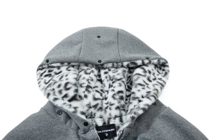 Fake Fur Collar Leopard Print Padded Jacket WN23076