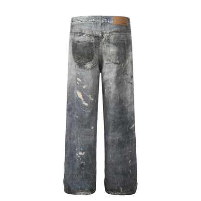 Spray Paint Damage Denim Jeans WN25886