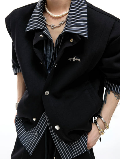 Stripe Fake Layered Jacket & Pants WN20533