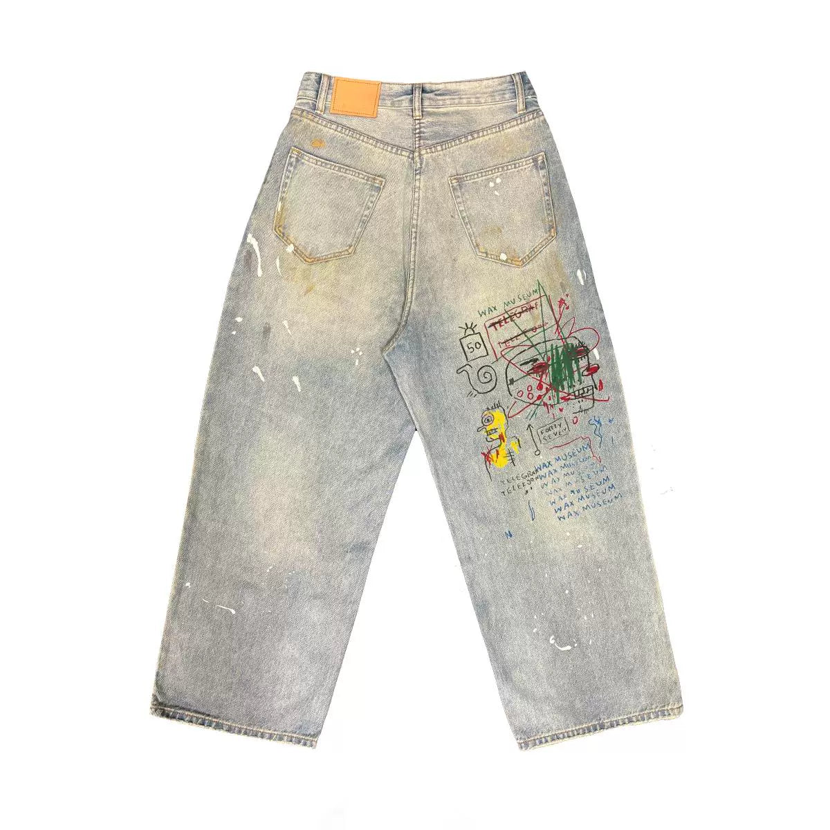 Graffiti Design Wide Leg Denim Jeans WN16685