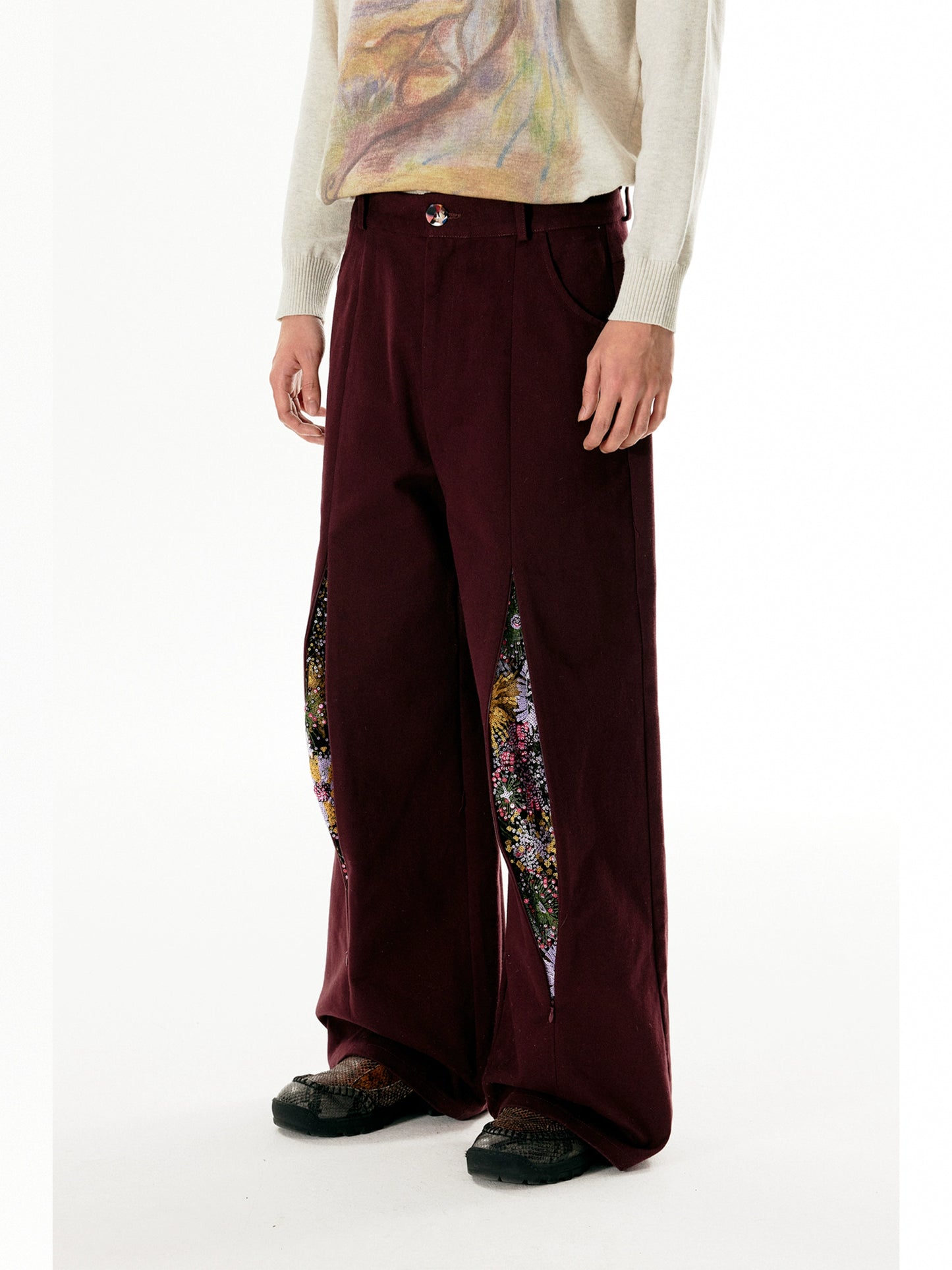 Fireworks Print Straight Leg Trousers WN18856