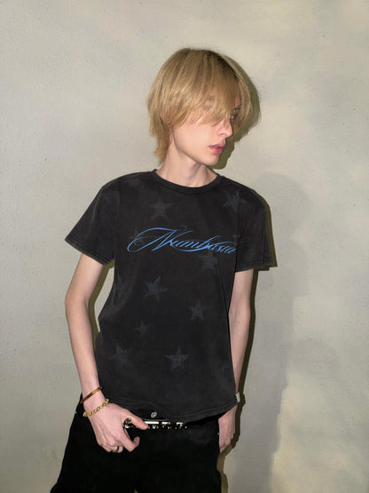 Washed Star Logo Print Short Sleeve T-Shirt WN27245