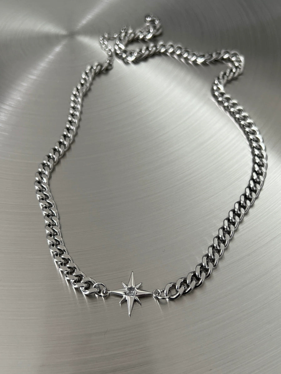 Starburst Cuban Chain Titanium Steel Necklace WN19251