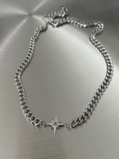 Starburst Cuban Chain Titanium Steel Necklace WN19251
