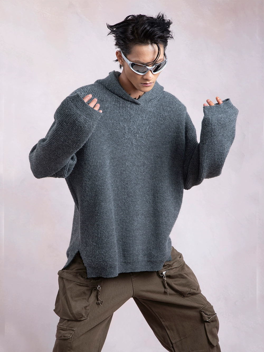 Oversize Knit Hoodie WN9317