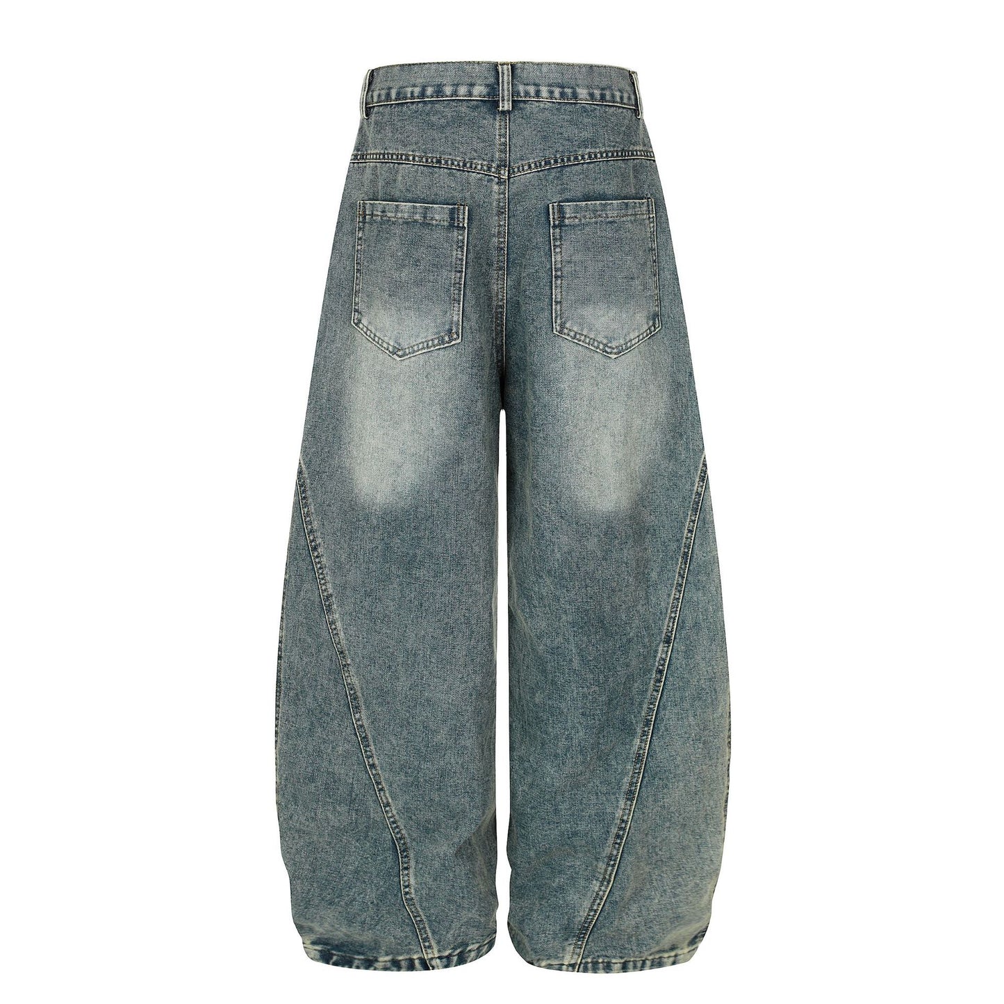 Washed Leopard Panel Curved Denim Jeans WN25514
