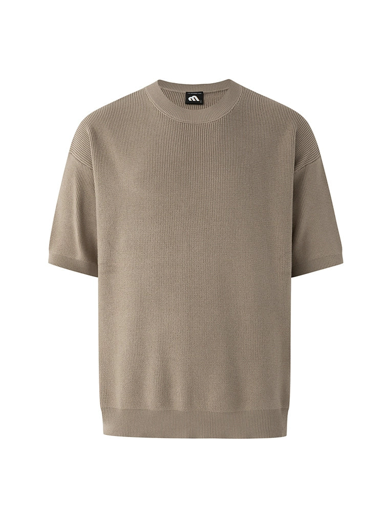 Solid Color Knit Oversize Short Sleeve T-Shirt WN20306