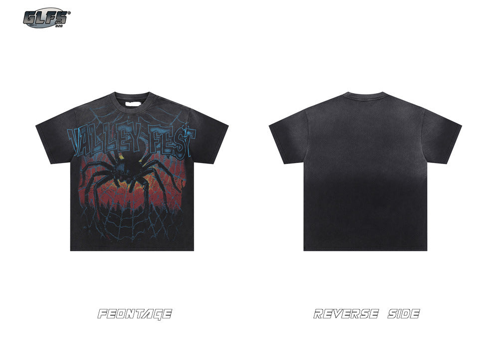 Spider Web Graphic Short Sleeve T-Shirt WN26448
