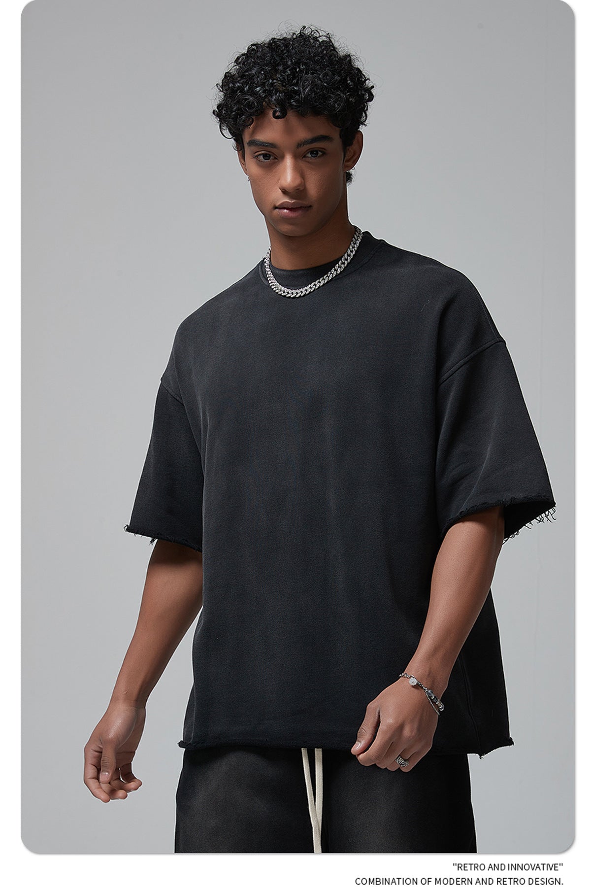 Oversize Spray-dyed Short-sleeve T-shirt & Spray-dyed Short Sweatpants Setup WN6639