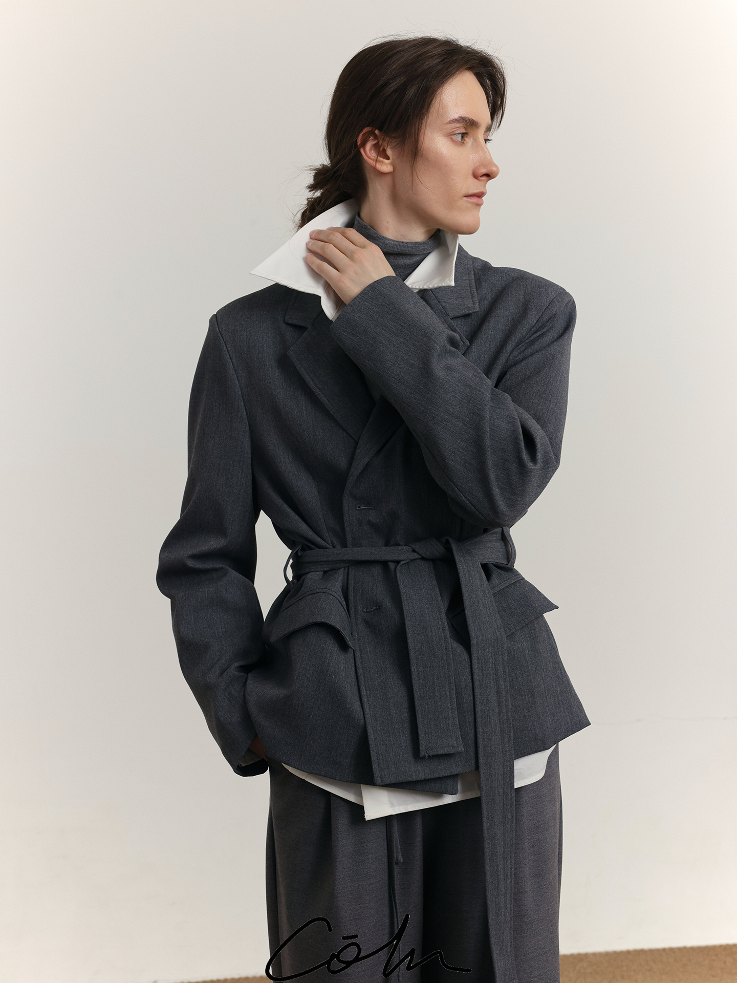 Textured Belted Tailored Jacket WN21473