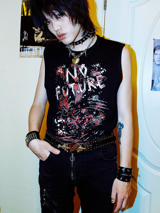 Graphic Print Sleeveless T-Shirt WN15995