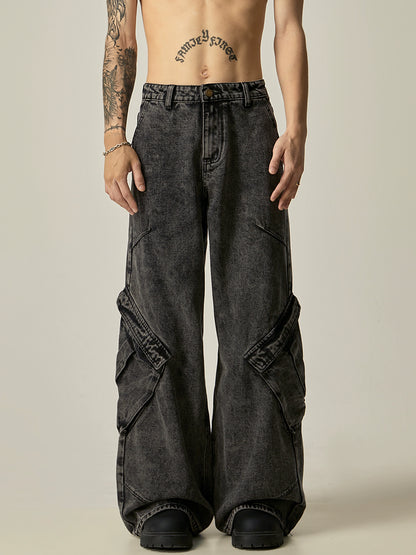 Wide Leg Cargo Denim Jeans WN8979