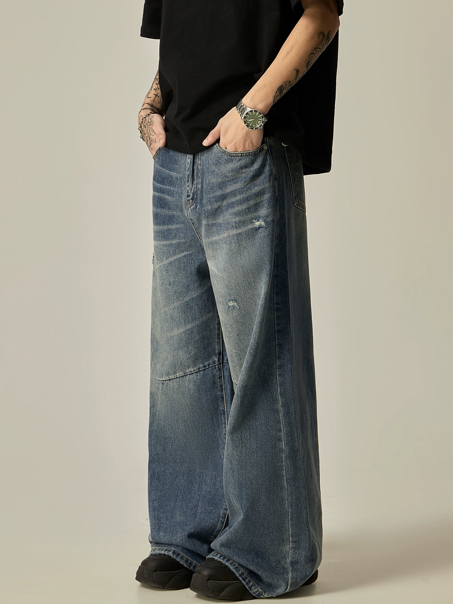 Wide-Leg Straight Denim Jeans WN7759