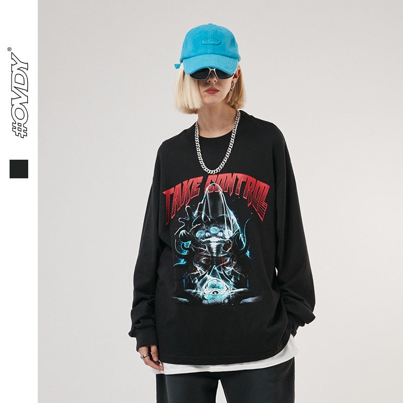 Creative Print Oversize Long Sleeve T-Shirt WN12456
