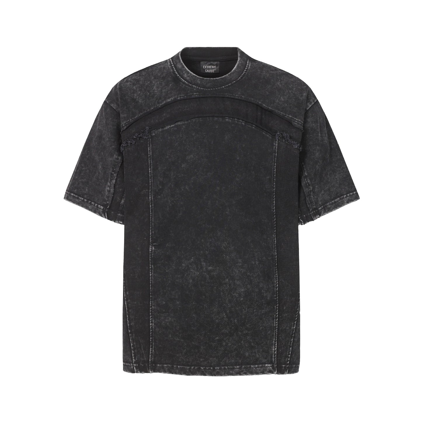Washed Panel Design Short Sleeve T-Shirt WN25401