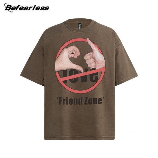 Washed Prohibition Sign Graphic Oversize Short Sleeve T-Shirt WN26344