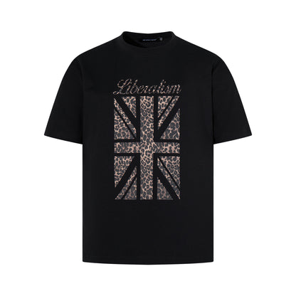 Leopard Print Flag Short Sleeve T-Shirt WN25620
