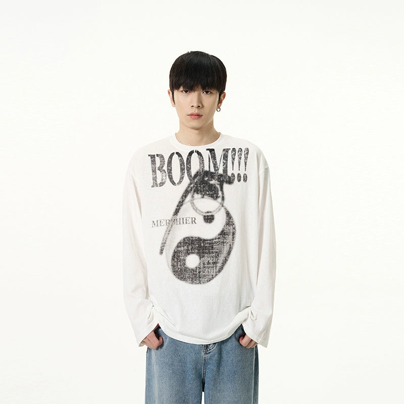 Thin Graffiti Print Long Sleeve T-shirt WN7621