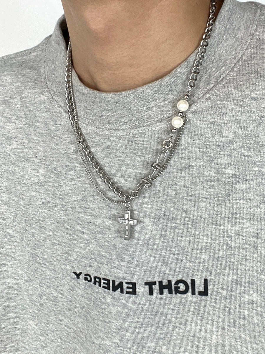 Cross Pendant Titanium Steel Necklace WN19219