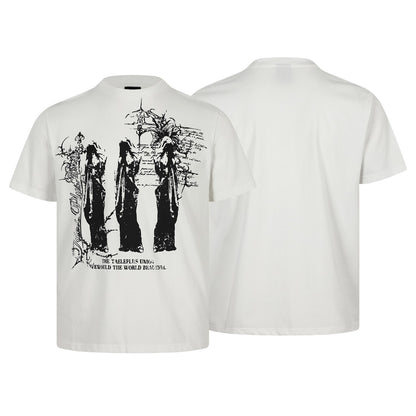 Graffiti Print Cotton Short Sleeve T-Shirt WN25729
