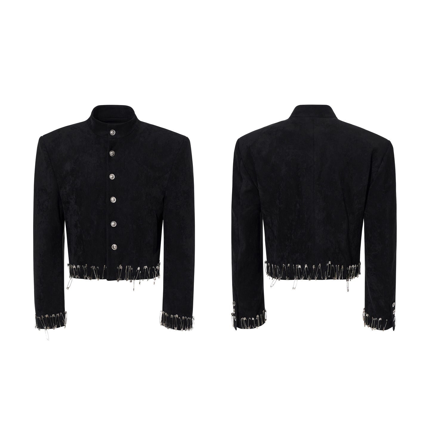 Suede Paint Safety Pin Design Jacket WN23259