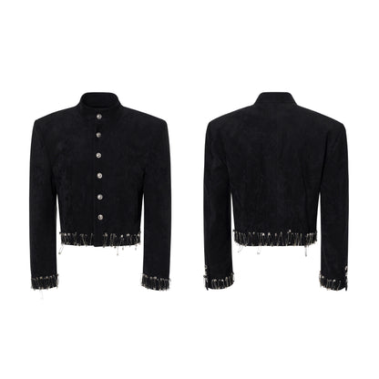 Suede Paint Safety Pin Design Jacket WN23259
