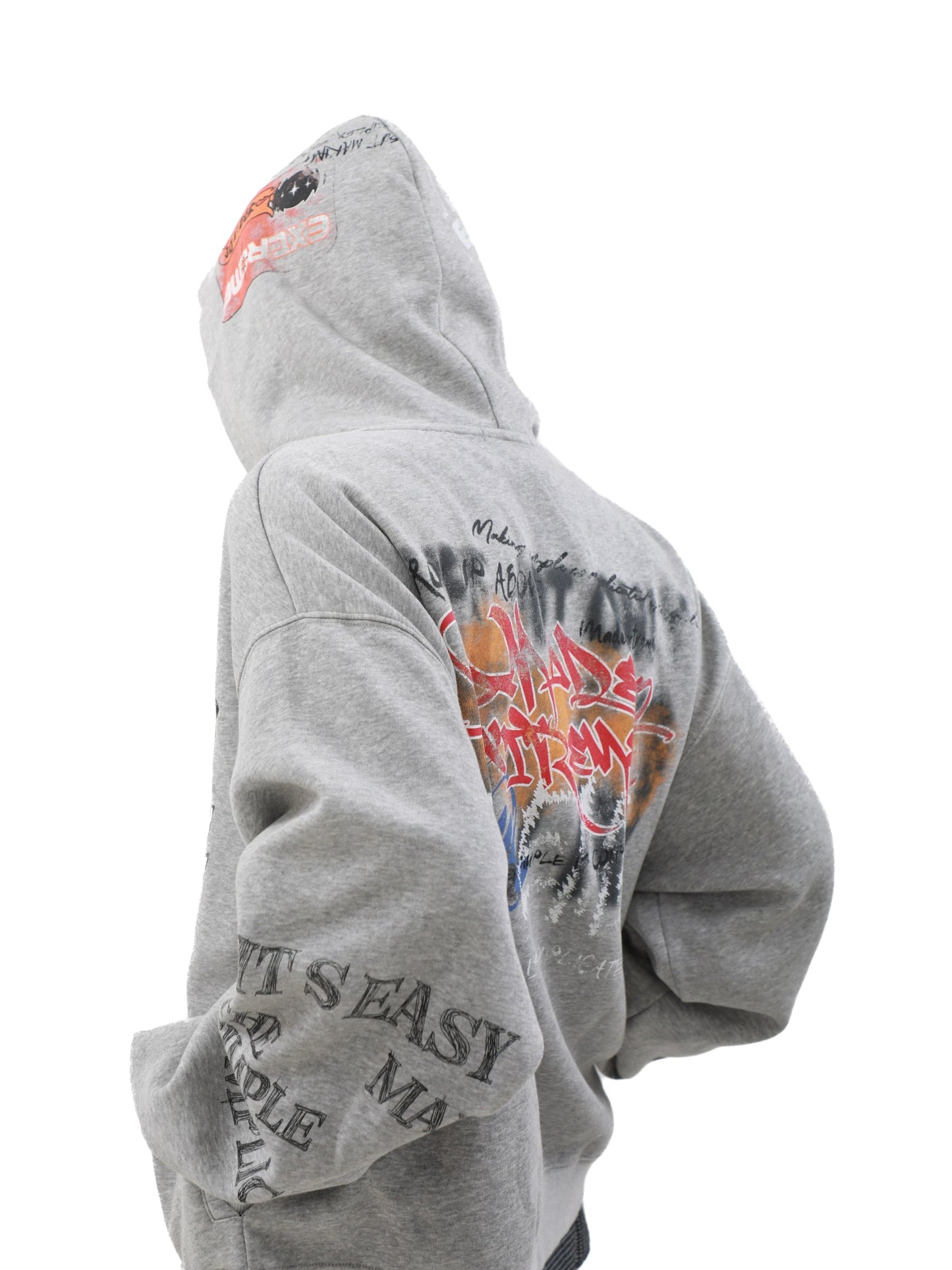 Graffiti Print Zipper Hoodie WN8312