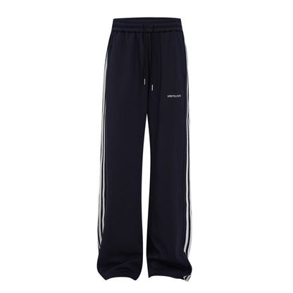 Stripe Zipper Hoodie & Wide Leg Drawstring Sweatpants Setup WN27993