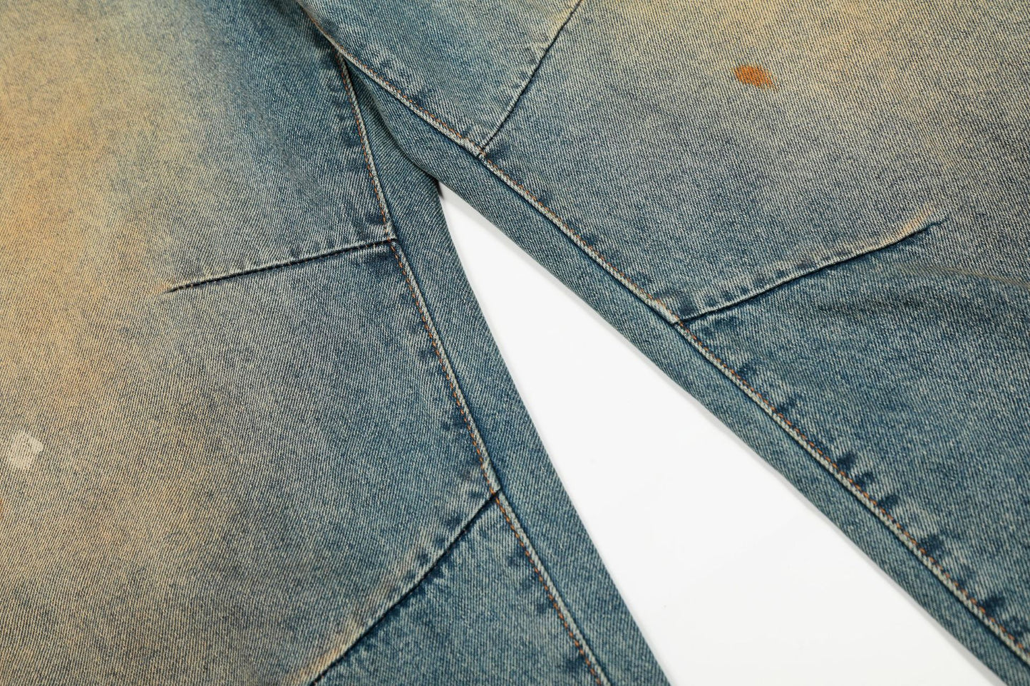 Dirty Washed Curved Wide Leg Denim Jeans WN25914
