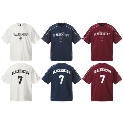 Letter Embroidery Piping Short Sleeve T-Shirt WN25420