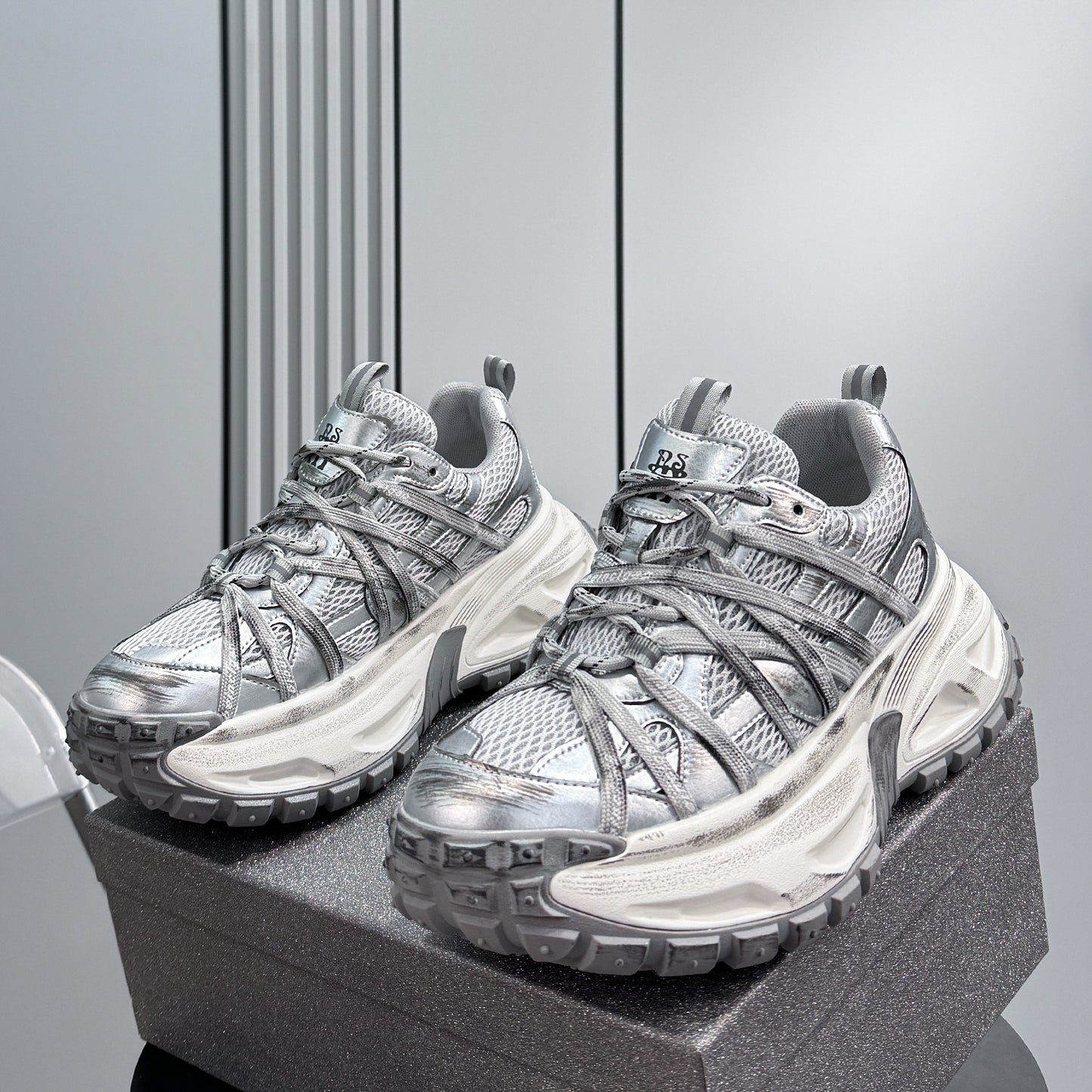 Mesh Rope Lace Chunky Sole Sneakers WN24677
