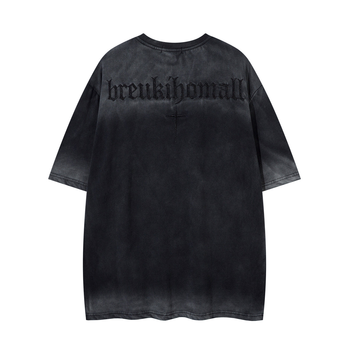 Washed Studded Letter Embroidery Short Sleeve T-Shirt WN26832