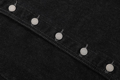 Raw Asymmetrical Button Denim Half Jeans WN26120