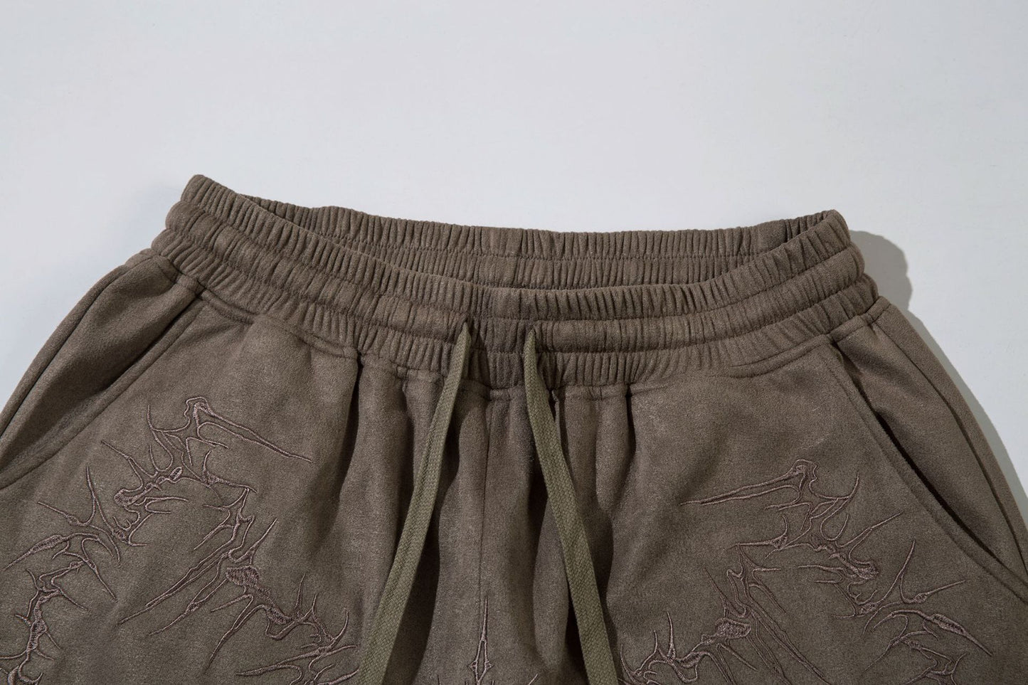 Suede Embroidery Wide Leg Half Pants WN16205