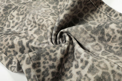 Leopard Multi-Pocket Wide Leg Cargo Pants WN26113
