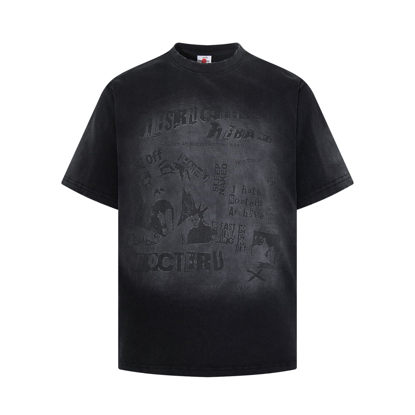 Washed Illustration Letter Print Short Sleeve T-Shirt WN25391