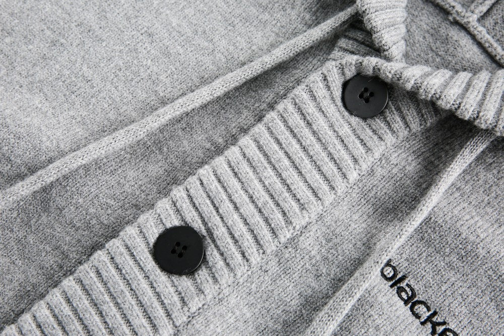 Letter Embroidery Hooded Knit Cardigan WN28125