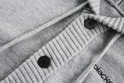 Letter Embroidery Hooded Knit Cardigan WN28125