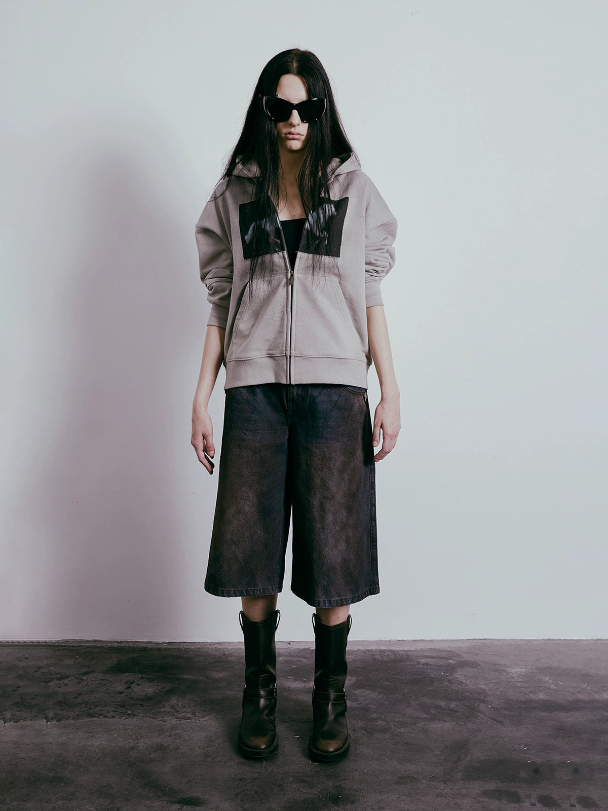 Horse Print Spray-Dye Zipper Hoodie WN19035