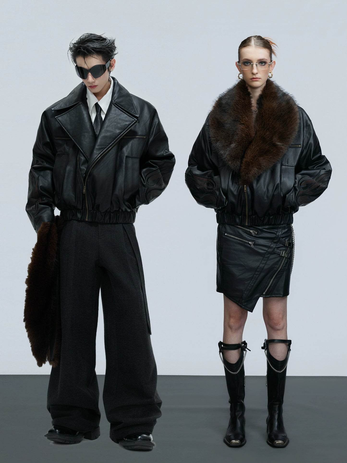 Detachable Fur Collar Embossed Thick Puffer Jacket WN21726