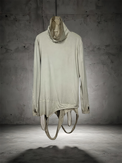 Asymmetric High-Neck Deconstructed Long Sleeve T-Shirt WN22000